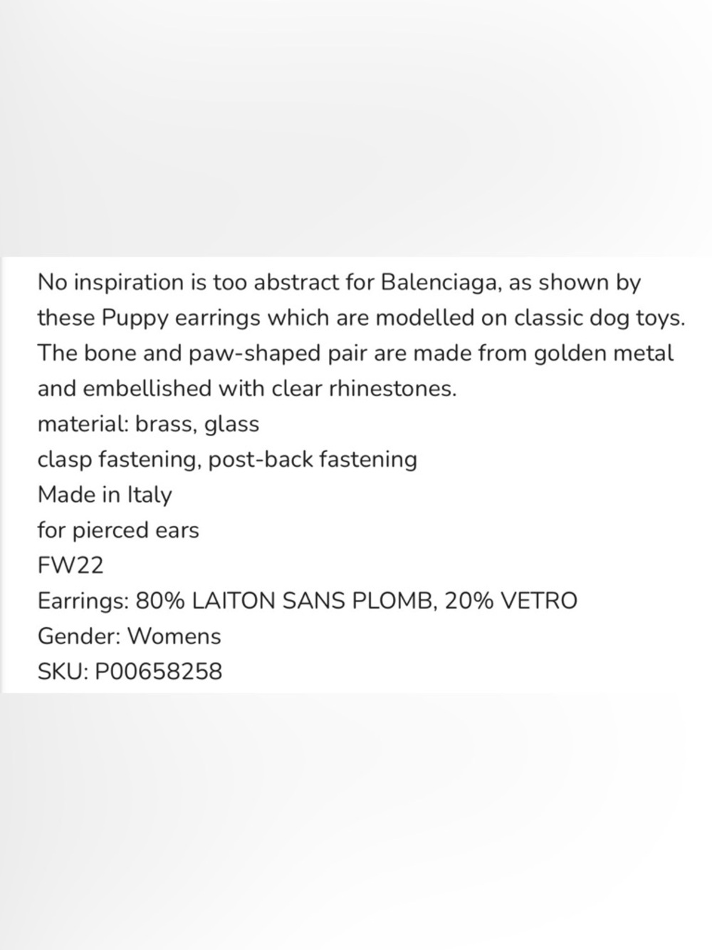 Balenciaga Puppy - Gold Crystal Dog Bone and Paw, New in Box with Dust Bag - Picture 8 of 9
